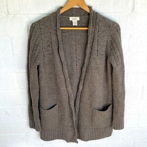 Neiman Marcus Wool Knit Open Front Gray Cardigan Sweater sz S